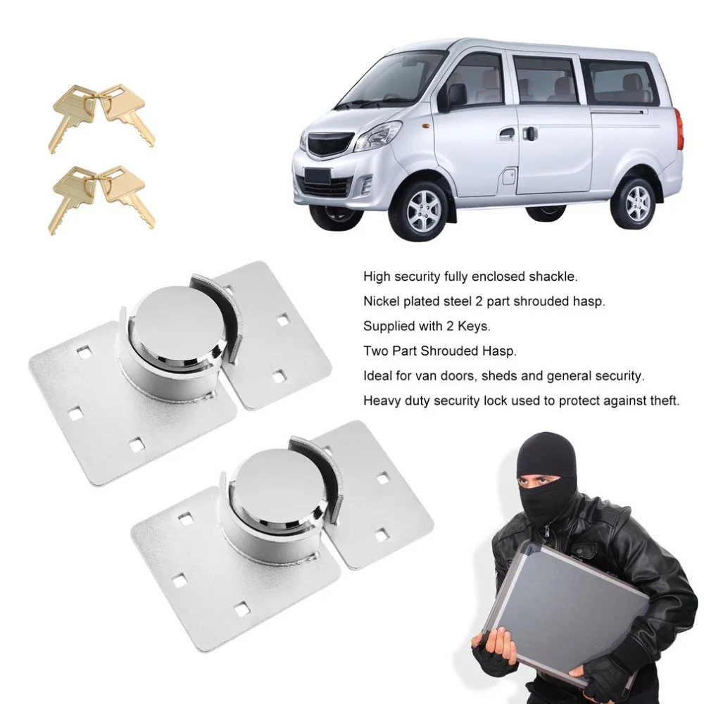 

2PCS/SET 73mm Security Padlock And Hasp Set Chrome Plated Stainless Steel Garden Shed Van Cupboard Gate Door Lock Hardware