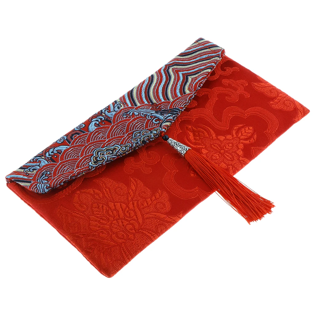 Chinese Knot Coin Traditional Wedding New Year Red Money Envelope Bag Tassel Cloth Embroidery Packet Gift Party Favor Purse