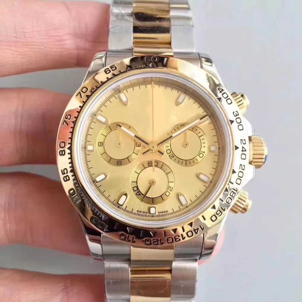 

Luxury Watch 40MM Cosmological AAA Day Tona 6 Colck Crown Gold Color Cal.2813 Automatic Mechanical Solid Men's Watch Wristwatch