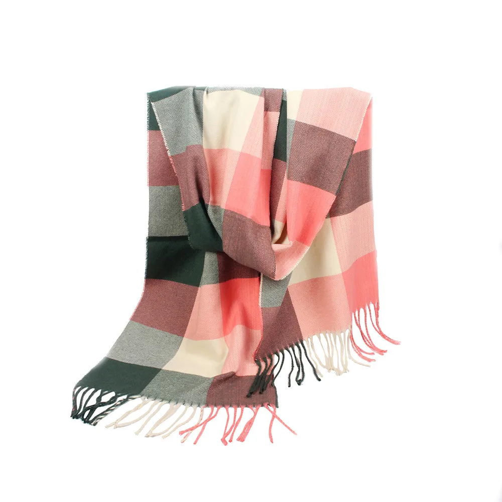

Plaid Scarf Women Plaid Scarf Winter Warm Imitation Cashmere Wraps Ladies Classic Neckerchief Tassel Shawls And Scarves@py