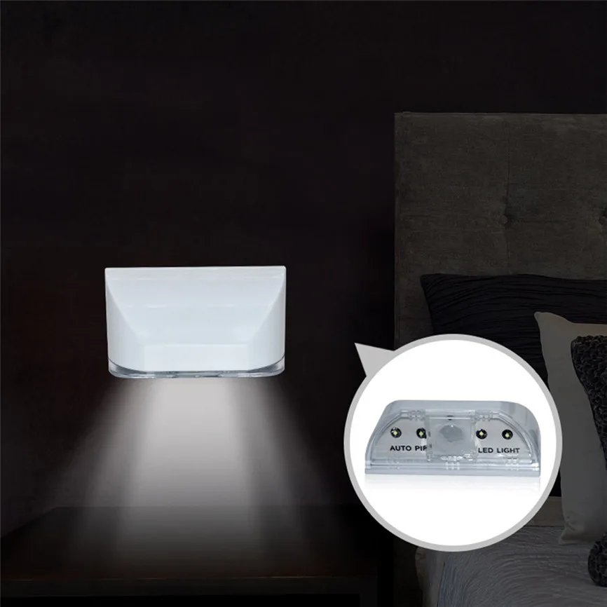 Светодиодный Ночной светильник с дверным замком, 4 светодиодный, интеллектуальный, автоматический, ПИР, дверной замок, ключ для шкафа, индукционный, небольшой, Ночной светильник, датчик, лампа J#1