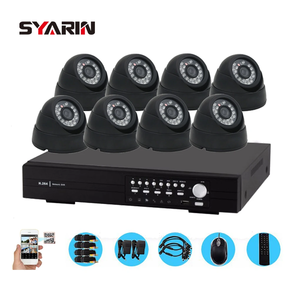 Syarin 8ch CCTV Системы NVR H264 безопасности DVR комплект 8 CMOS ИК Всепогодный телефон Мониторы сети обнаружения движения камеры DVR системы