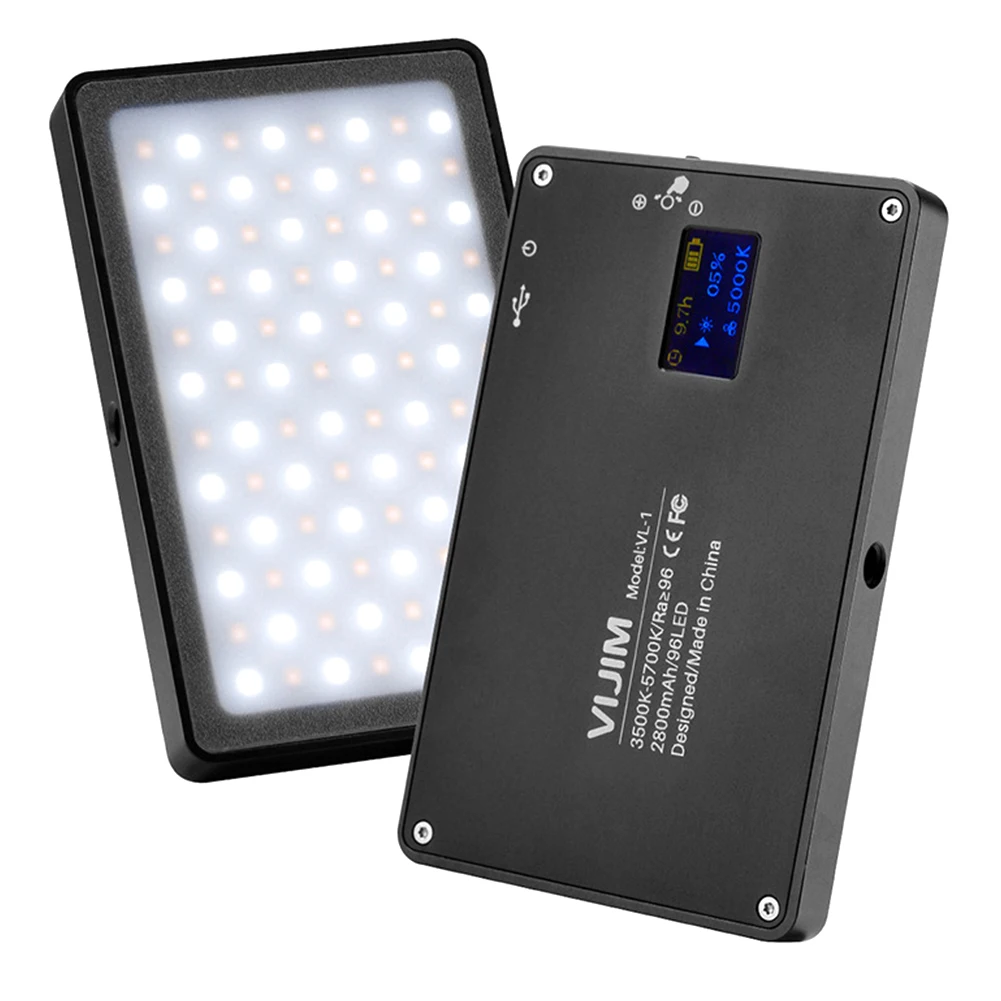 

96 LED Camera Makeup OLED Display Video Mini Studio Practical Ultra Thin Photography Light Aluminum Magnet Adsorption Dimmable