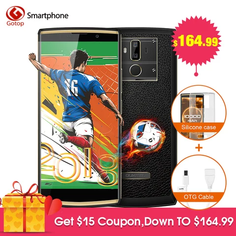 Oukitel 18 9 Screen 6 0 inch Smartphone 4GB RAM 64GB ROM MT6750T Octa Core 10000mAh Battery 9V 2A Quick Charger Cell phone