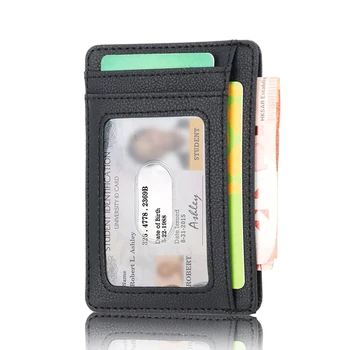 New RFID Blocking Men's Leather Wallet Slim Credit Card Holder Business Male Portable Mini Travel Purse For Man 1