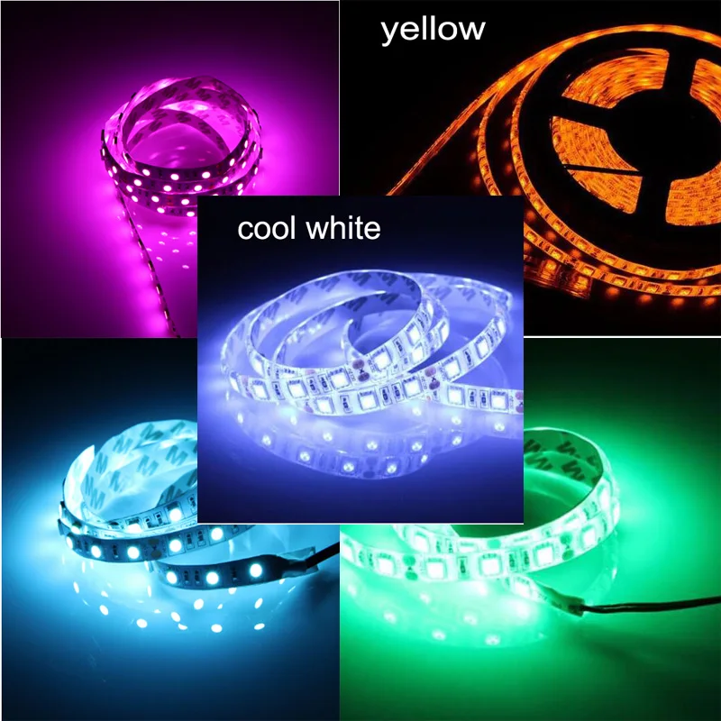 Светодиодная лента 12 В SMD 5050 60 светодиодов/м светильник RGB гибкий диодный не