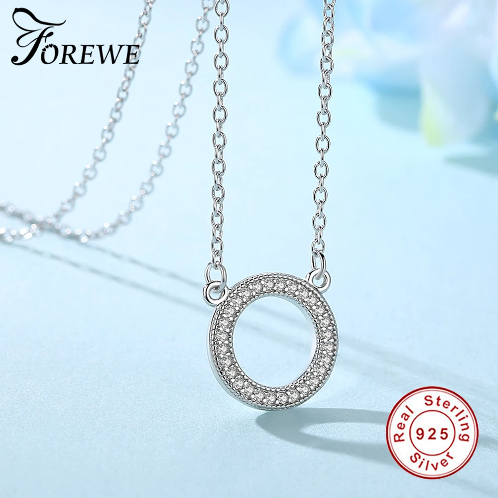 Forewe, Цепочки и ожерелья совместим с, ювелирное изделие, Настоящее серебро 925 проба Цепочки и ожерелья акцент круговой karellie кулон