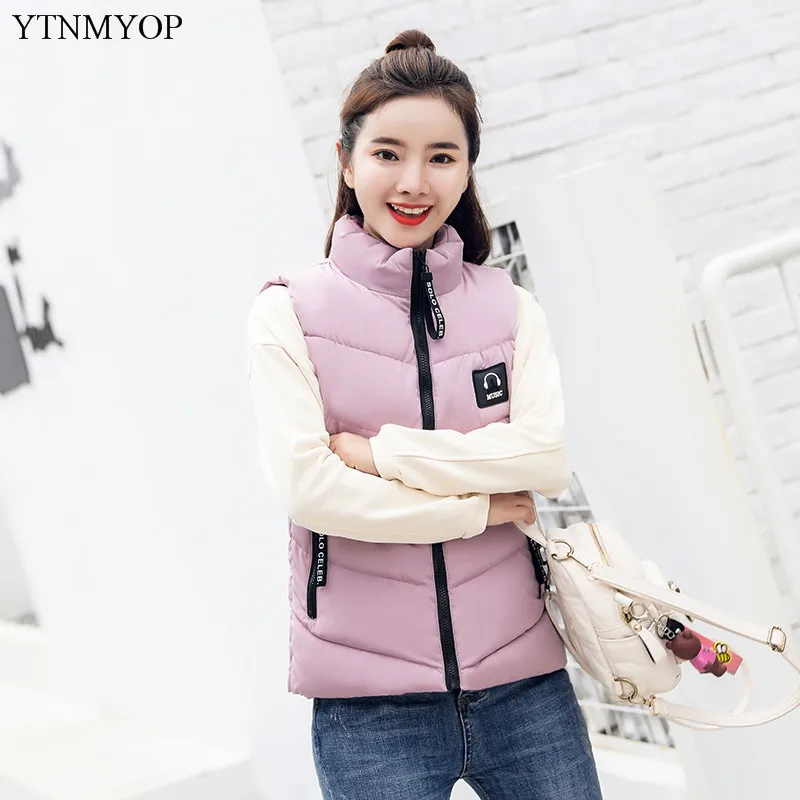 Goedkoop YTNMYOP Merken Nieuwe Beneden Katoenen Vest Vrouwen Winter Korte Vest Bovenkleding Mouwloze Jas Jas Student Herfst Katoen Vesten