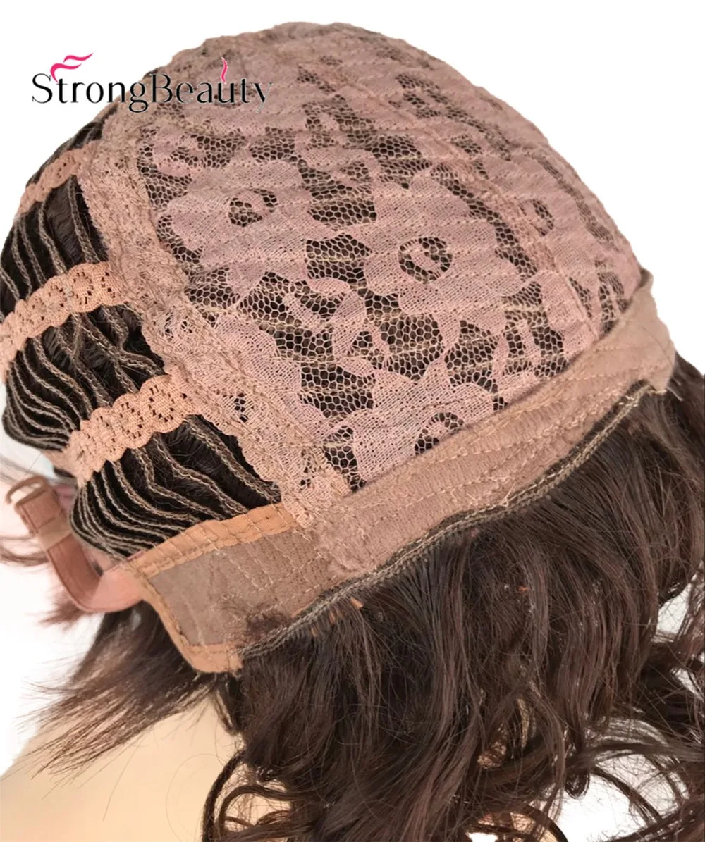 StrongBeauty Короткие вьющиеся женские парики Асимметричный сторона взрыва Синтетические волосы термостойкий парик