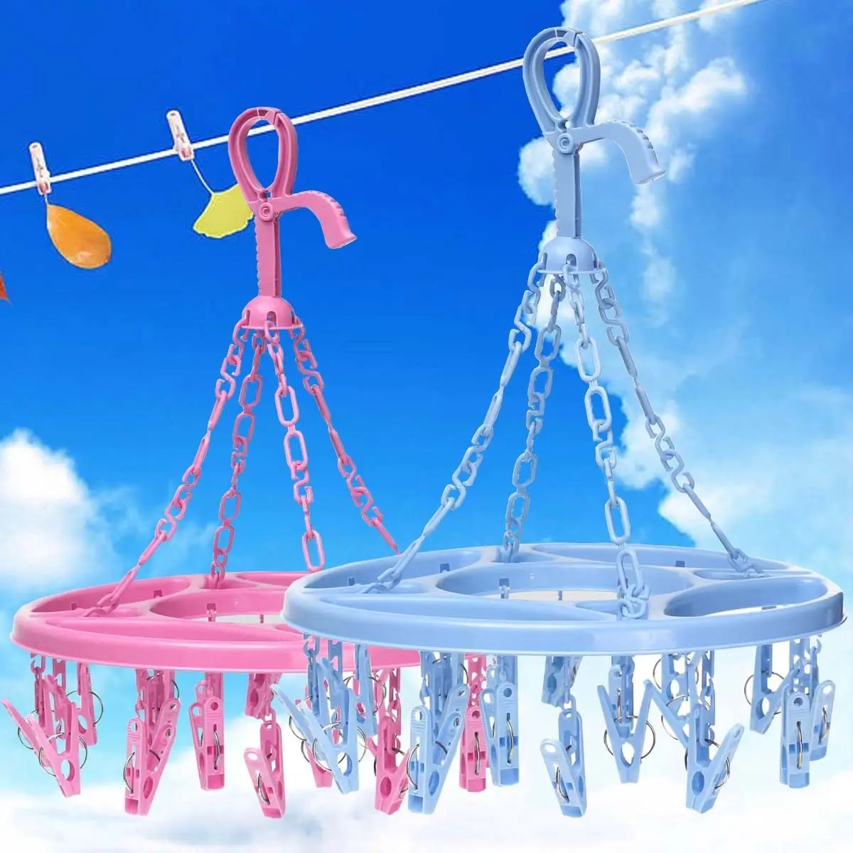 

18 Pins Plastic Drying Hanger Rack Laundry Hanging Sock Clothes Footwear Circle