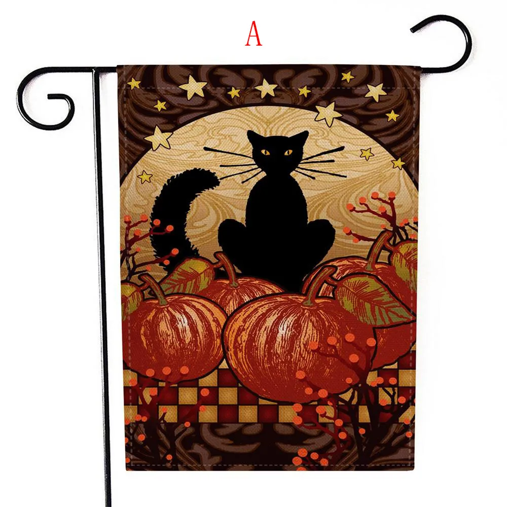 Download Halloween Garden Flag Pumpkin cat Double sided Pattern ...