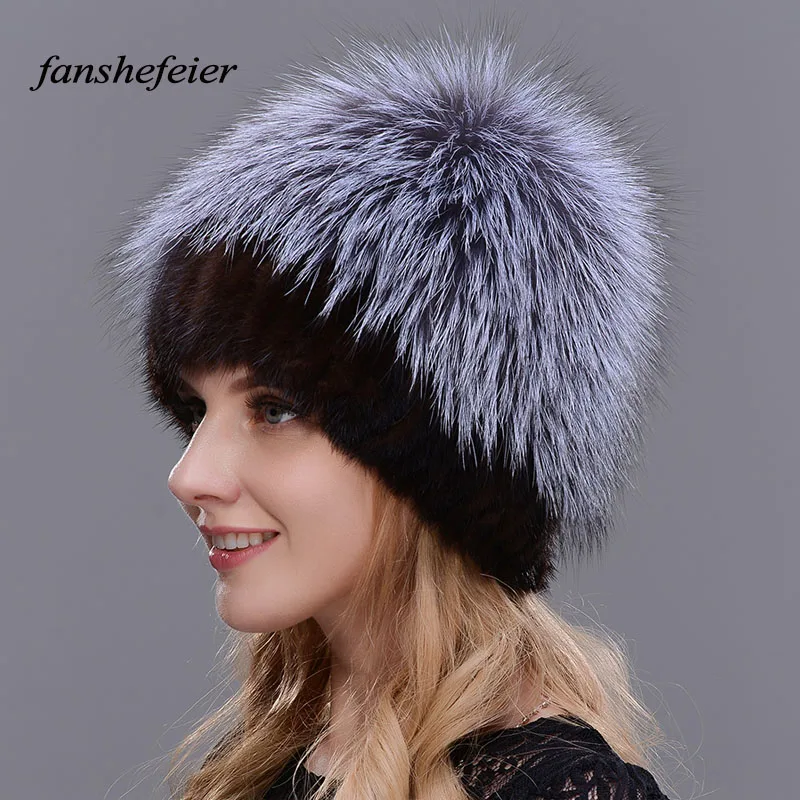 Fanshefeier модные шапки из натурального Лисьего меха, женская шапка из натурального меха норки, женские зимние шапки, теплые и удобные шапочки высокого качества - Цвет: colour03