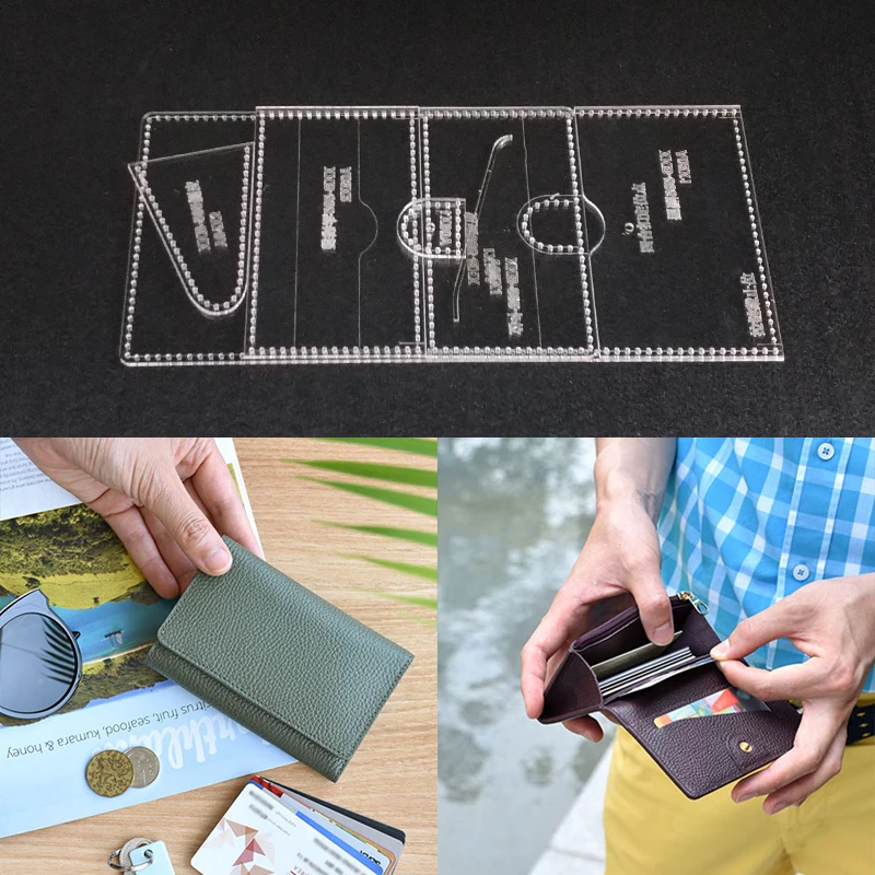 

13Pcs Acrylic Wallet Pattern Stencil Template Set Leather Craft DIY Tool Bussiness Card Holder Sewing pattern sewing stencils