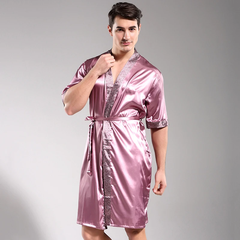 mens purple silk robe