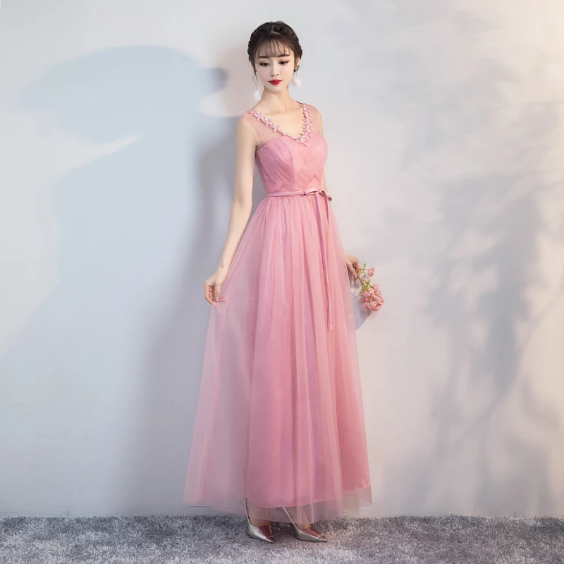 blush maxi bridesmaid dress