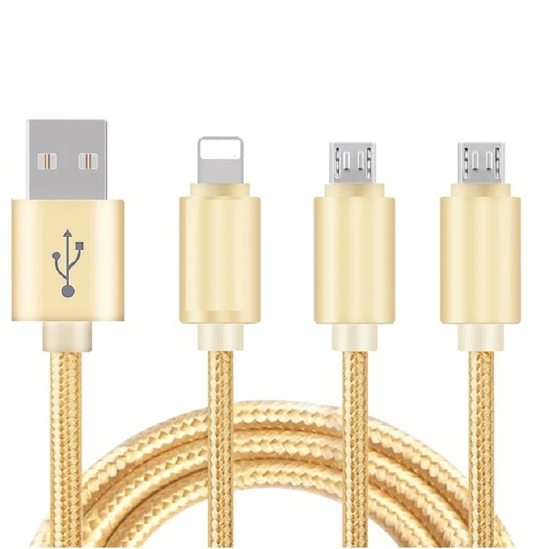 3 in 1 Micro USB Cable 2 1A Fast Charging Adapter 1M Data Cable Charger for