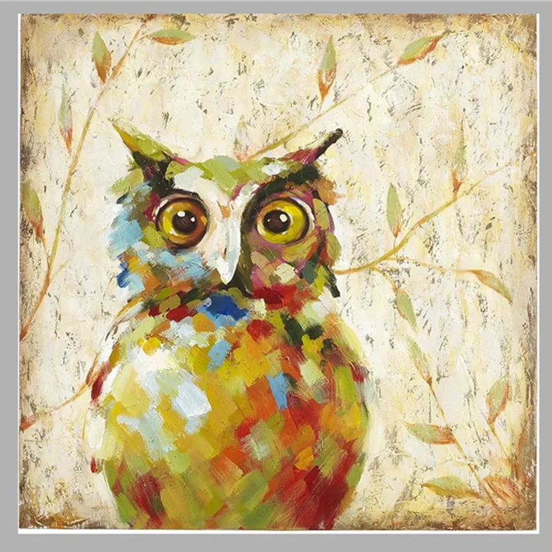 Large Knife Night Owl Pictures Hand-painted Abstract Animal Oil Paintings on Canvas Modern Funny Nighthawk Painting Wall Arts | Дом и сад