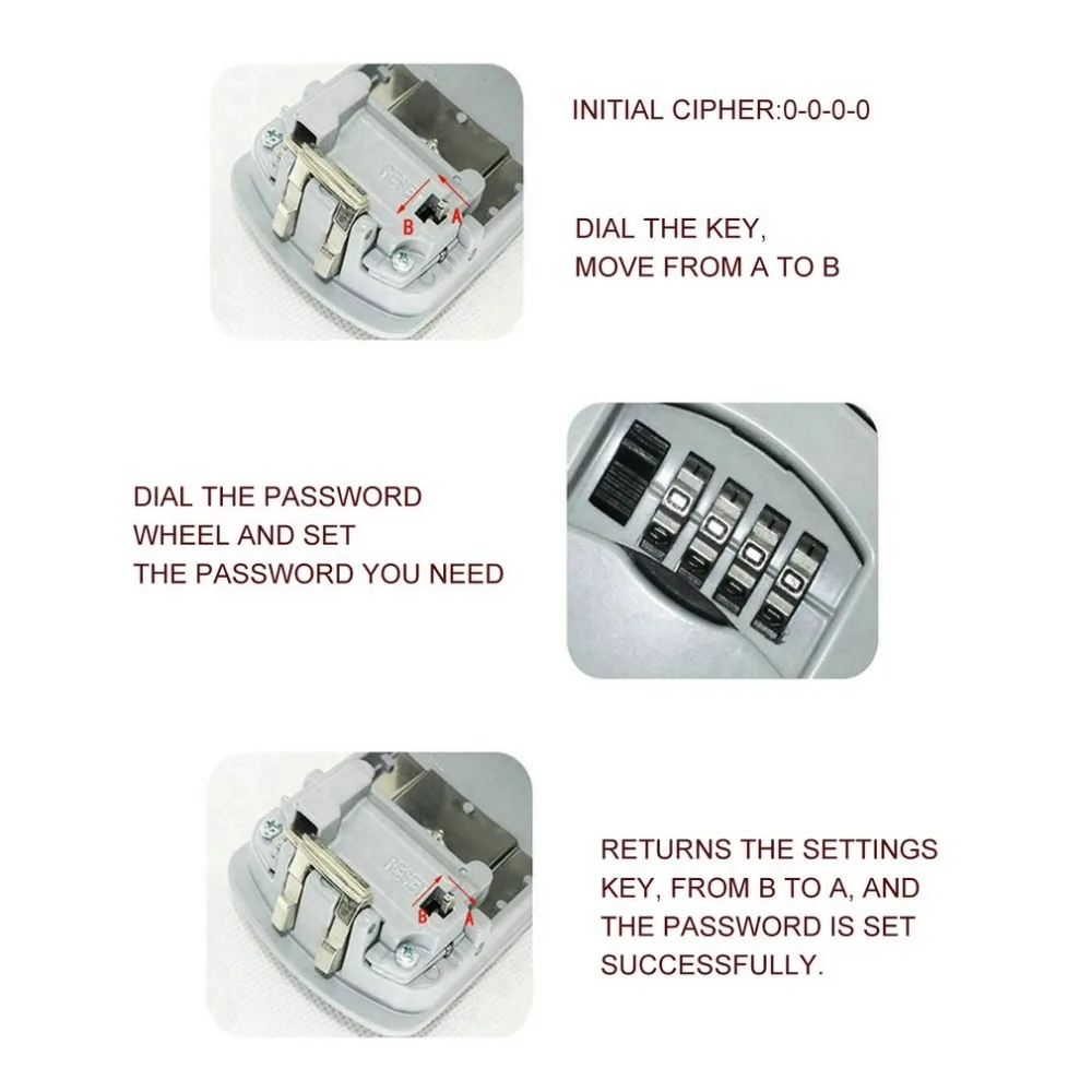 4 цифры по ценам от производителя Комбинации пароль Футляр для ключей ключ набор контейнеров для хранения Настенный домашней безопасности инструмент со стопором металлический Футляр для ключей