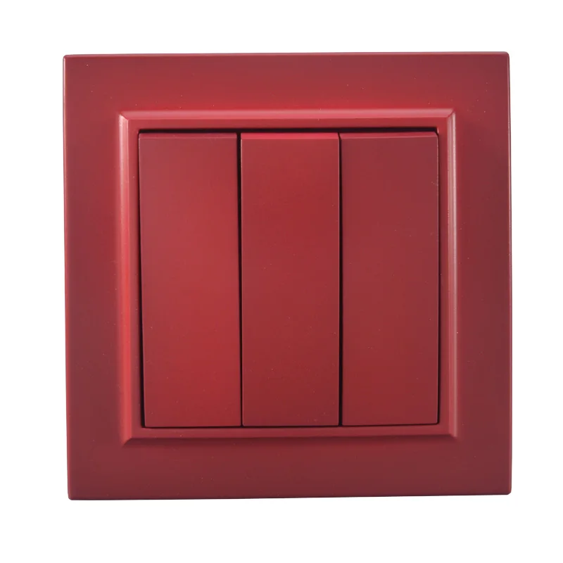 

Light Switch Rose Red three gang switch European inset Decorative wall switch DIY 10A 250V legrand Schneider livolo