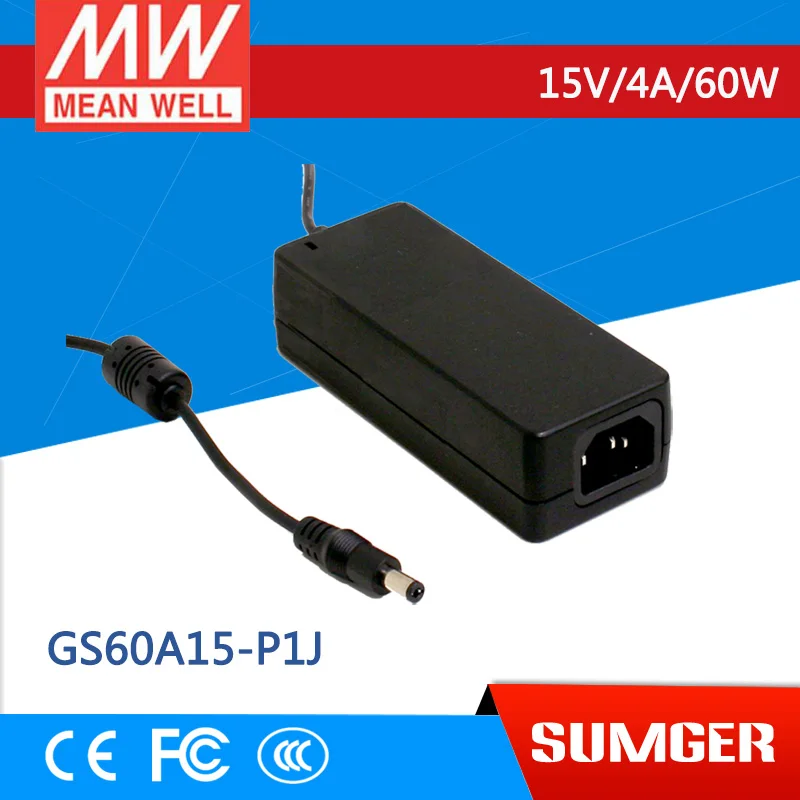 

Super value!Free shipping!MEAN WELL GS60A15-P1J 5Pcs 15V 2.67A meanwell GS60A 15V 60W AC-DC Industrial Adaptor