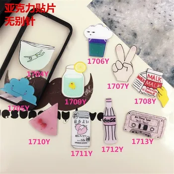 

New Arrival Acrylic Badge HARAJUKU Milk Radio Okay costumes Badge Abstract clouds Broche Epaulette XZ32