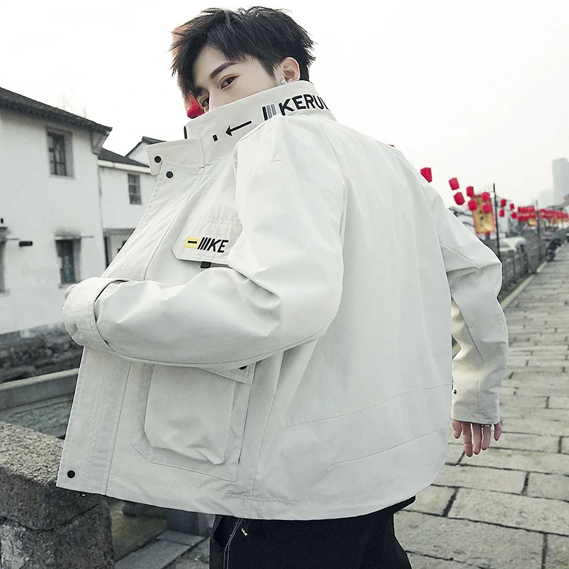 

2019 New Spring Men's Jacket Casual Hip Hop Autumn Mens Jackets And Coats Embroidery Streetwear Bomber Overcoat For Men Clothing