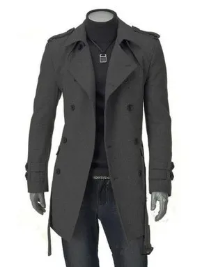 

sale autumn and winter new coat double breasted long wool slim coats for men plus size XXXL
