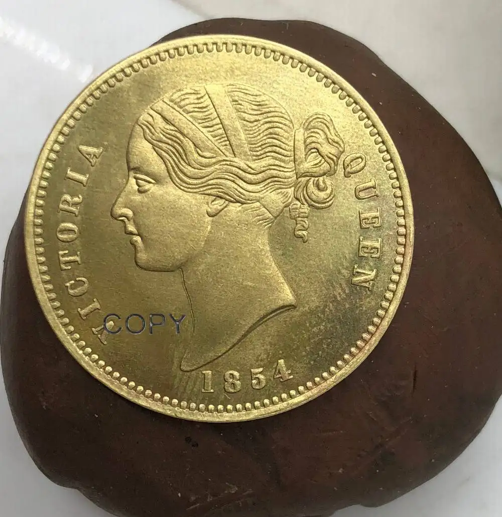 Восточная Индия компания 1854 Королева Виктория две Моура бюст королевы лицо левой