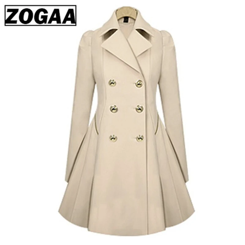

ZOGAA Plus Size Women Trench Coat Autumn Fashion Women's Double Breasted Windbreaker Coats Causal Ladies Long Trench Coat Female