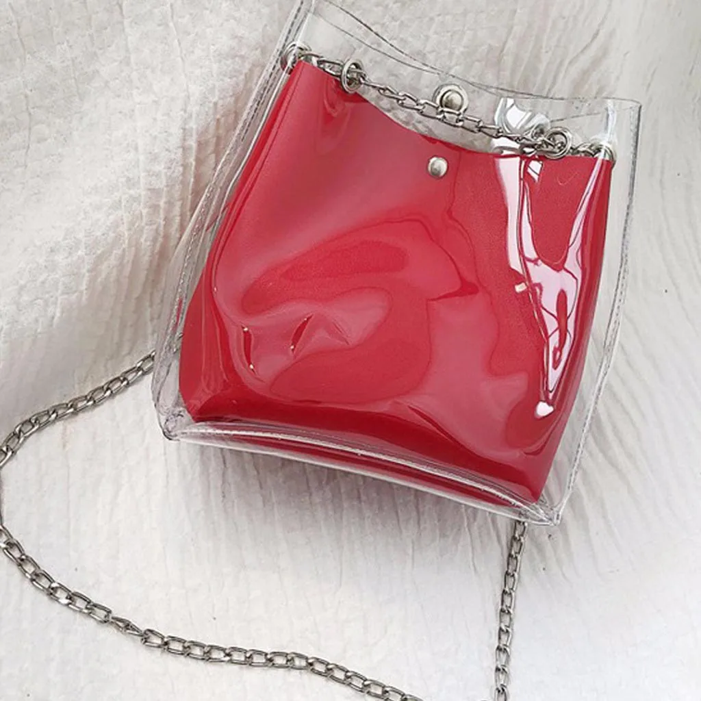 Женская сумка через плечо, модная Маленькая прозрачная сумка-мессенджер, сумка-мешок, цепочка для сумки, композитная мини-сумка, сумка для основной#20