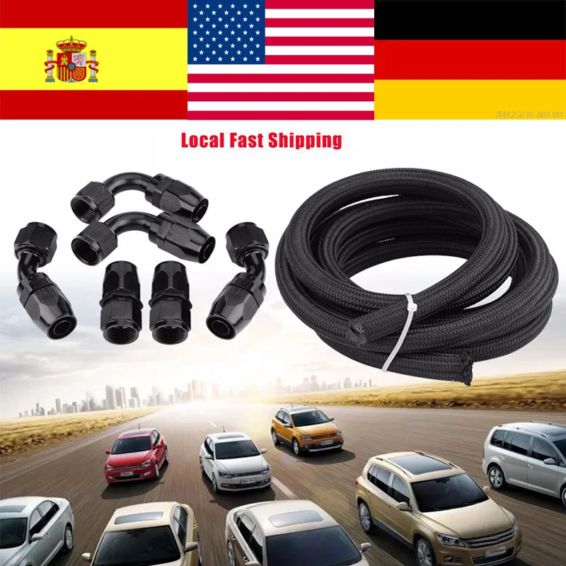 

AN10 Fitting Stainless Steel Nylon Braided Oil Fuel Hose Line with End Universal Car Accessories