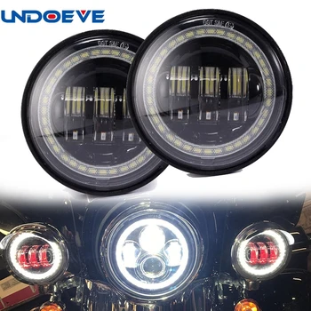 

For Motorcycles 4.5 Inch Round LED Passing Fog Light With Red Demon Eyes/White DRL /Amber Turn Signal Halo