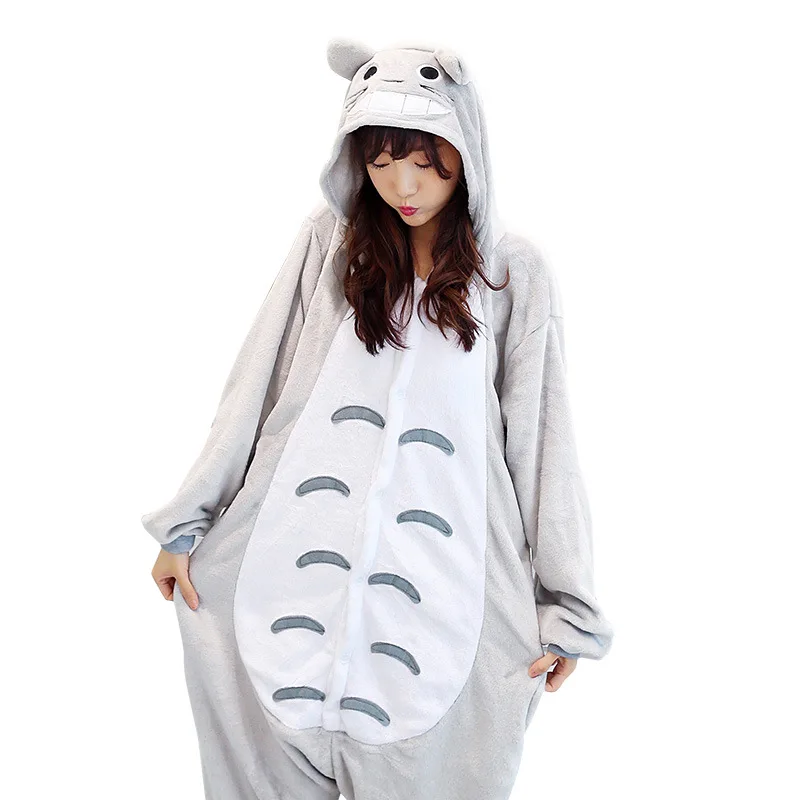 

New Adult Child Flannel Cosplay Costume Totoro Neighbor Onesie Costumes For Unisex Create Dance Fancy Pajama Halloween Party