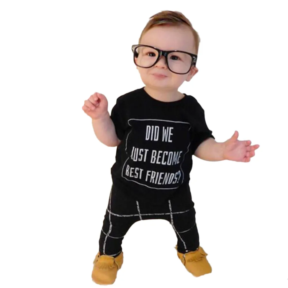 New 2016 Summer Fashion Cute Newborn Baby Boys Funny Letter Print T