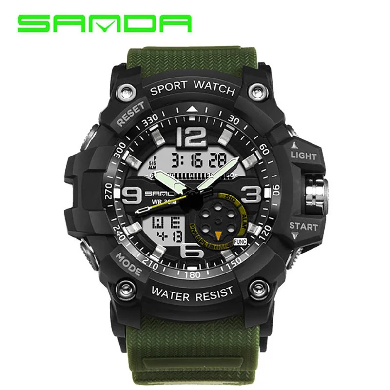 Роскошные Брендовые мужские спортивные цифровые светодиодные часы G военные многофункциональные ударные наручные часы 5 АТМ водонепроницаемые мужские часы - Цвет: JG