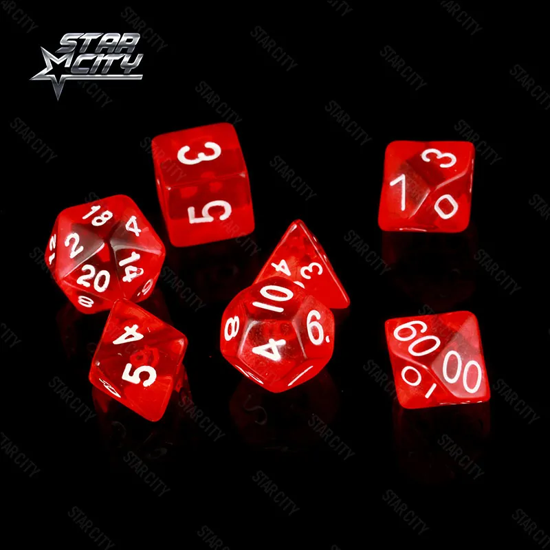 7 шт./пакет многогранные кости набор D4 D6 D8 D10 % D12 D20 красочные аксессуары для