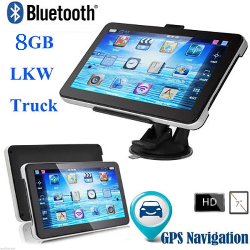 

2pcs/lots Free DHL 7 inch Car GPS Navigation Built 8GB Bluetooth WIFI /Europe map Truck Vehicle gps Navigator