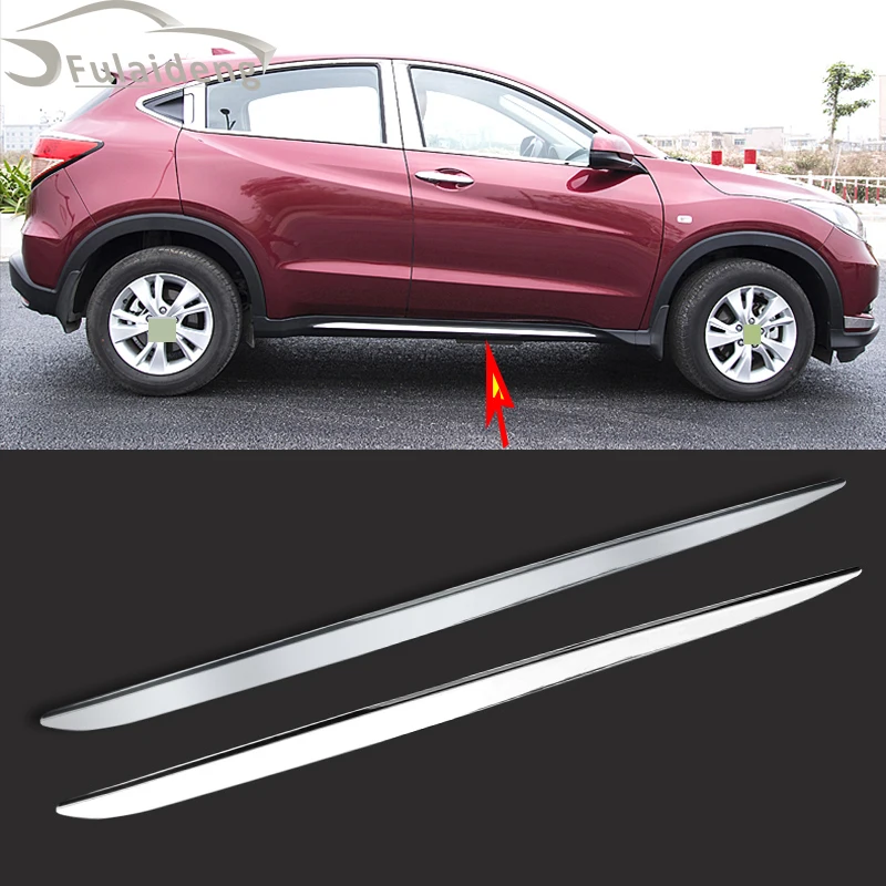 

2pcs For Honda Vezel HR-V 2016-2019 Side Skirt Lining Body ABS Chrome Moulding Trim car styling accessories