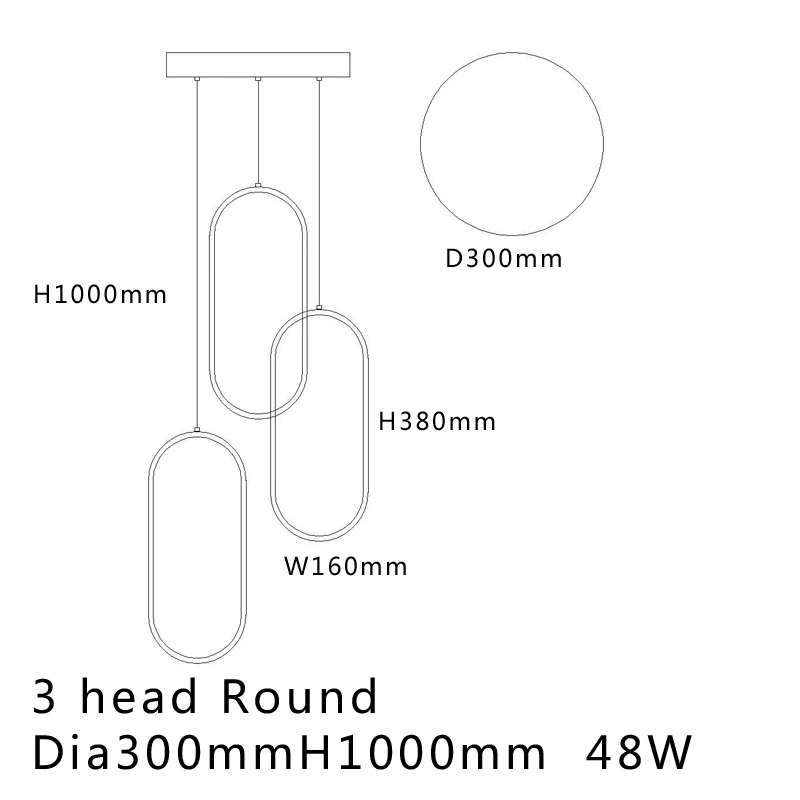 Черный/белый цвет, современный светодиодный подвесной светильник для гостиной, столовой, акриловый алюминиевый корпус, светодиодный подвесной светильник - Body Color: 3 Heads Dia300mm