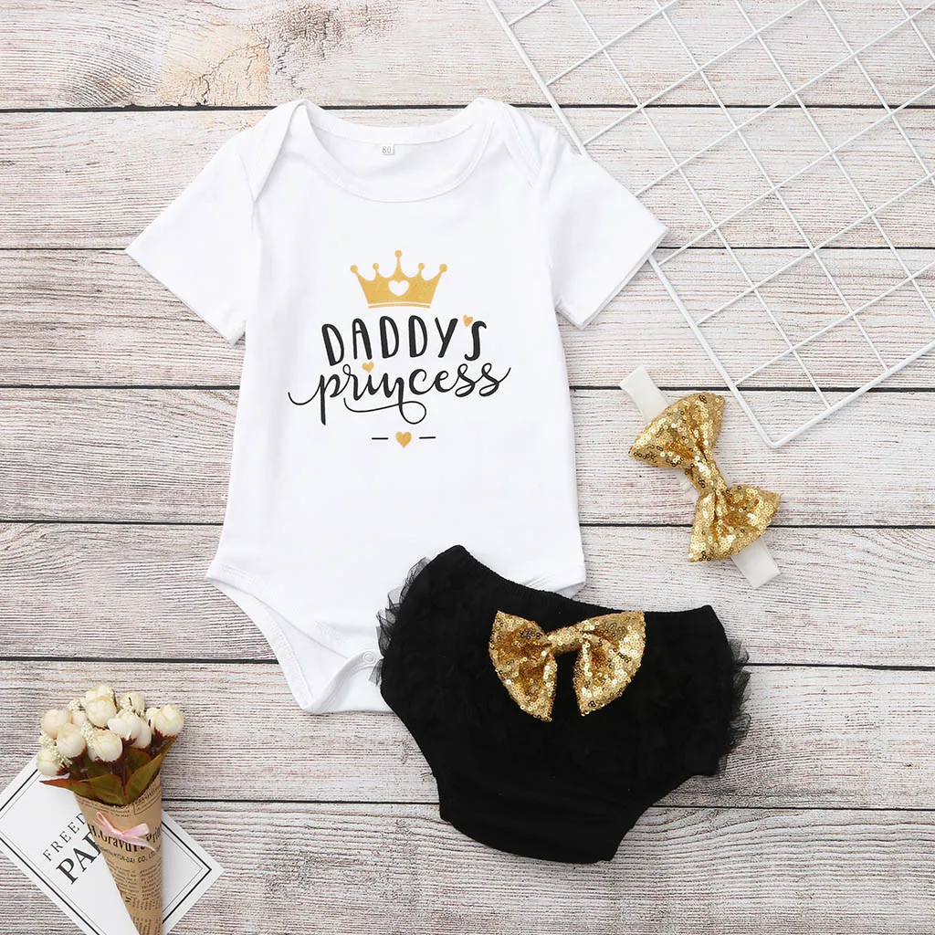 

3PCS Newborn Baby Girl Outfits Cute Bow Tops Romper+Tutu Shorts Pants Clothes Set carters baby girl summer clothes vestiti bimba