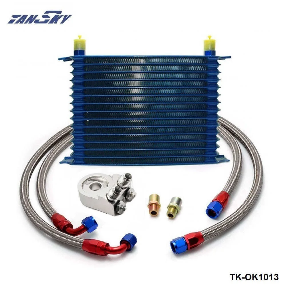15 ROW AN 10AN UNIVERSAL ENGINE OIL COOLER KIT + ALUMINUM HOSE END KIT