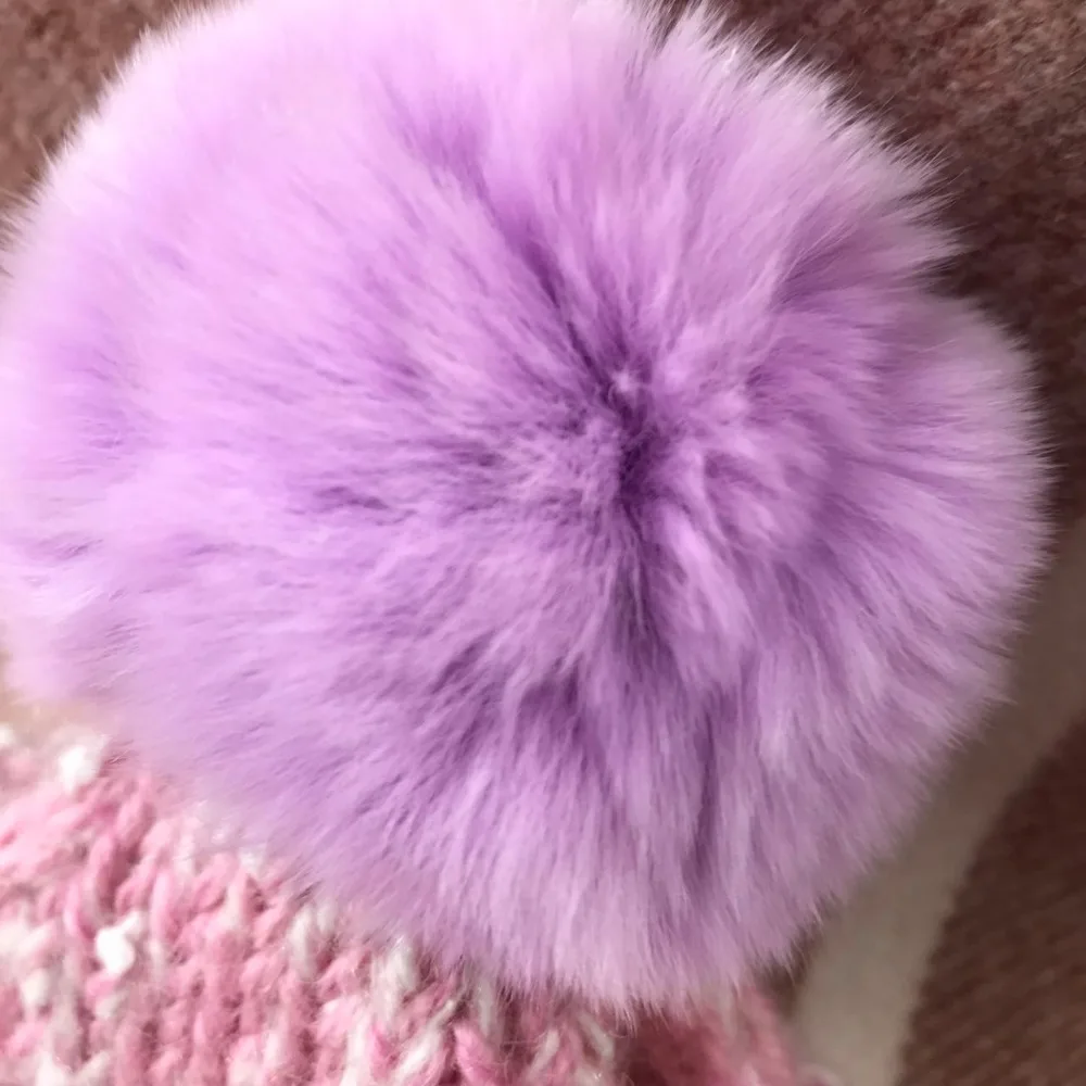 Шапки ручной работы вязаные фиолетовые пушистые шары Kawaii милые шапки для собак