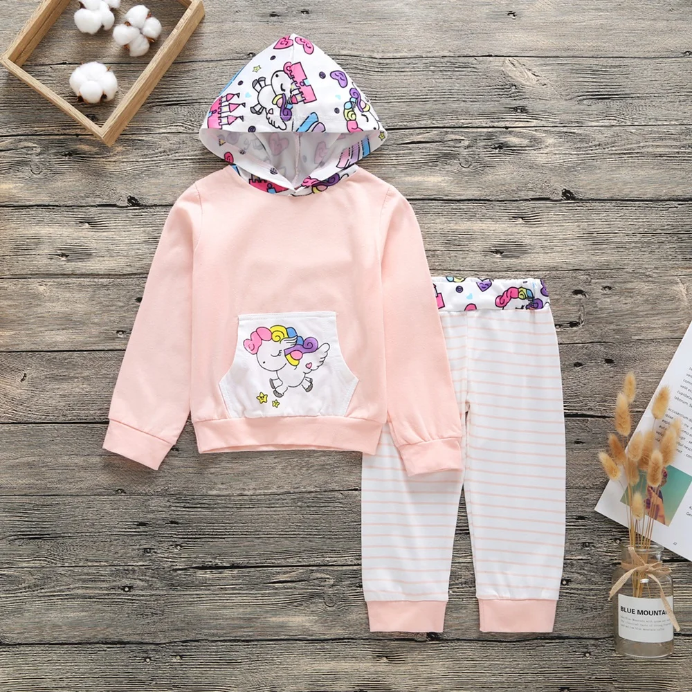 

Autumn Winter Toddler Baby Clothes Sets Newborn Boys Girls Pink Hoodies+Trousers Suits Infant Bebe Cotton Hooded Tops Outfits