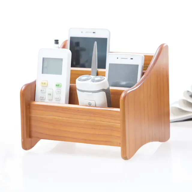 Necessities Storage Box Bamboo Office Desk Organizer 3 Slots