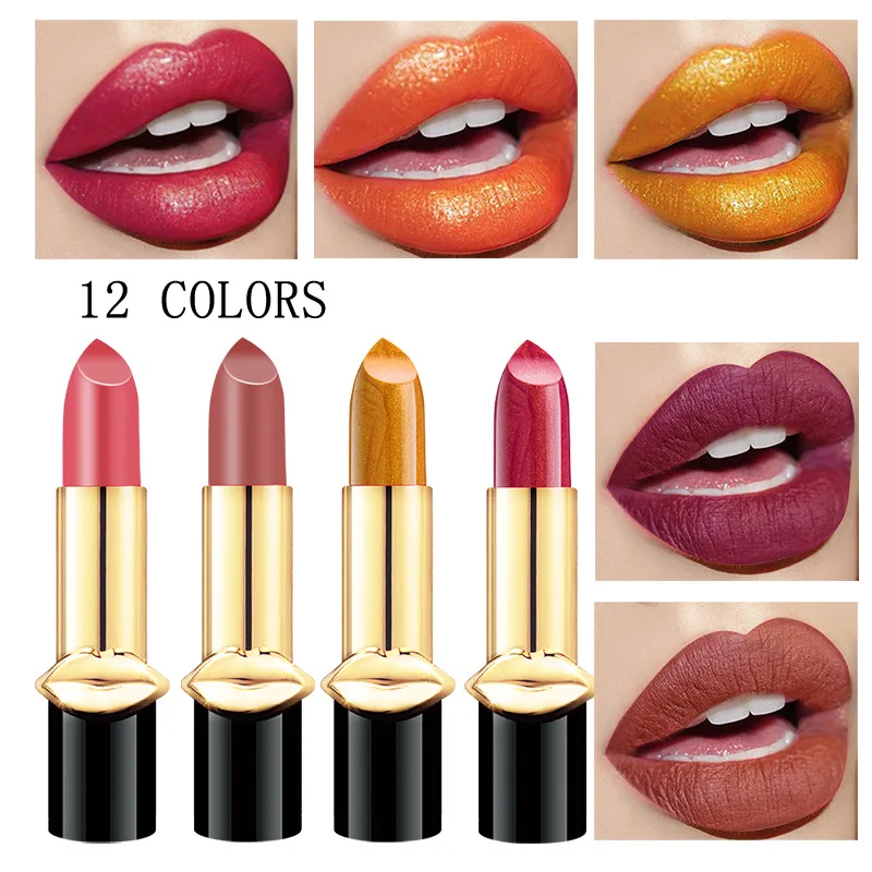 

Mermaid Ji Shiny Metallic Lipstick Big Lips Matte Pearlescent Lips Makeup Gold Lipstick Makeup