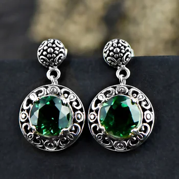 

925 Silver Designer Natural Gemstone Crystal Gothic Drop Earrings For Women Fashion Trendy Jewelry Bijoux