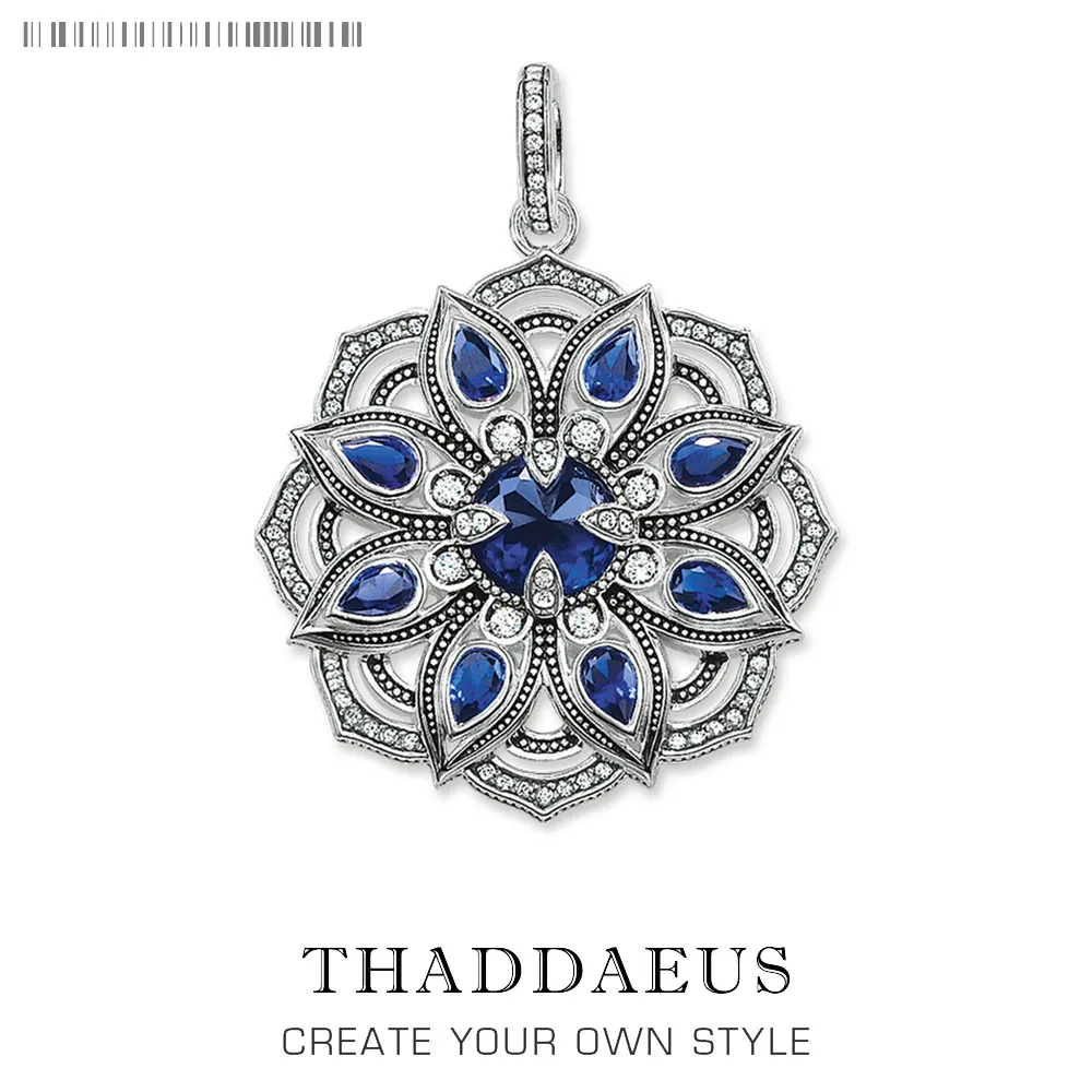 

Pendant Blue CZ Lotus Flower,2019 Brand Fashion Jewelry 925 Sterling Silver Thomas Bijoux Necklace Accessories Gift For Ts Woman