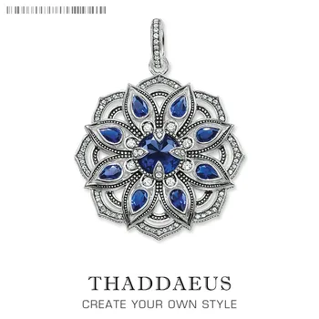 Pendant Blue CZ Lotus Flower,2019 Brand Fashion Jewelry 925 Sterling Silver Thomas Bijoux Necklace Accessories Gift For Ts Woman