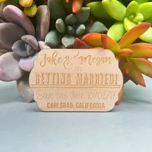 Деревянные магниты-деревенская свадьба сохранить дату магниты на заказ выгравированы