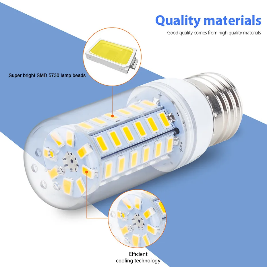 Светодиодная лампа свеча E27 220 В светодиодсветодиодный кукуруза E14 SMD 5730 24 36 48 56 69 72